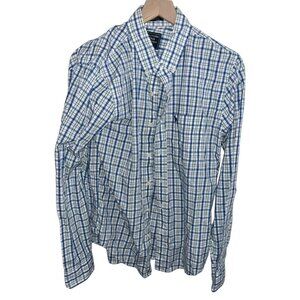 Abercrombie & Fitch Blue / White Plaid Button‑Up Shirt — Men’s L / Muscle Fit